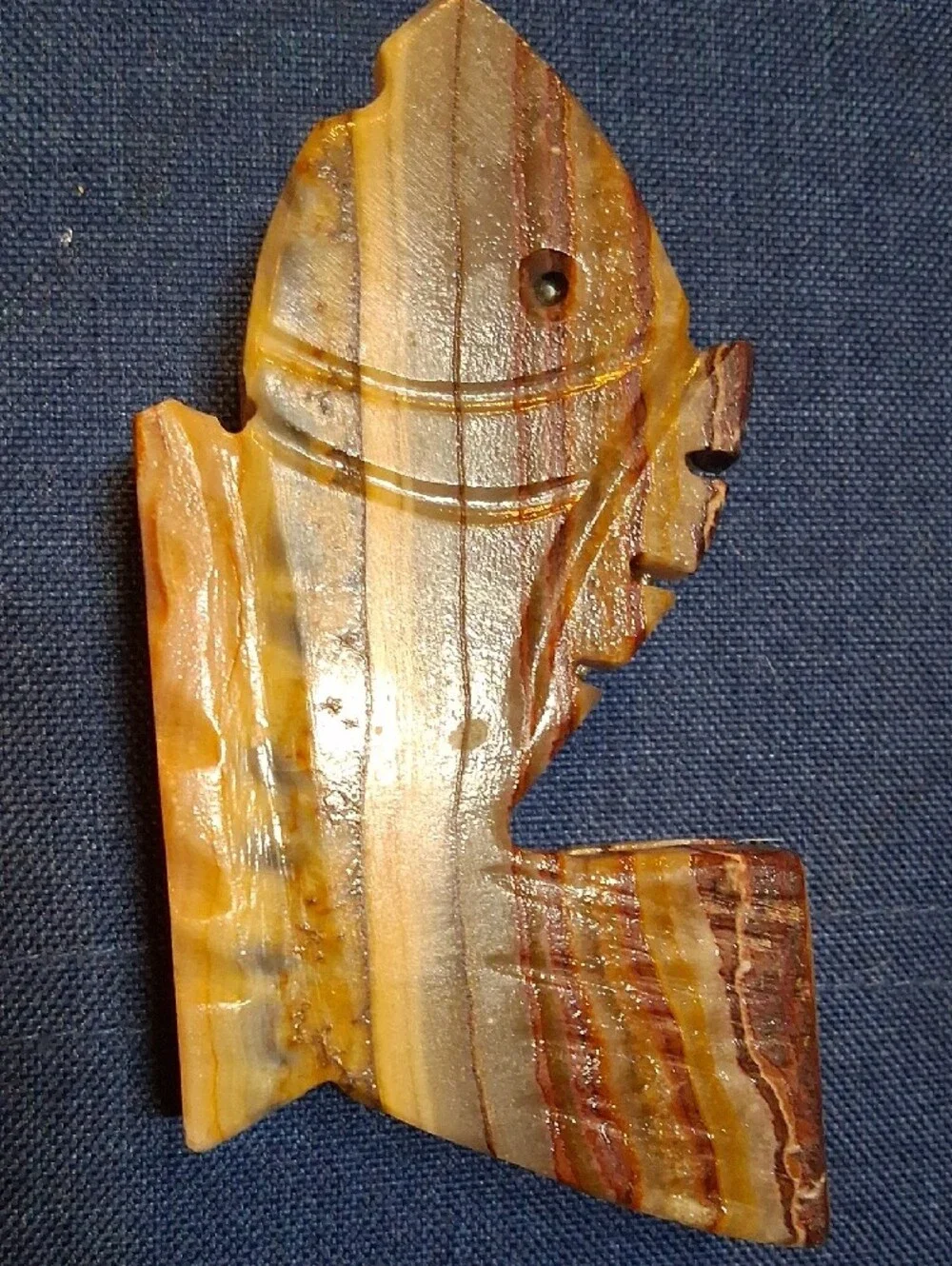 HandCarved Onyx Stone Fish - Brown/Orange,Use 4 Decore, Paper Bill Holder Weight
